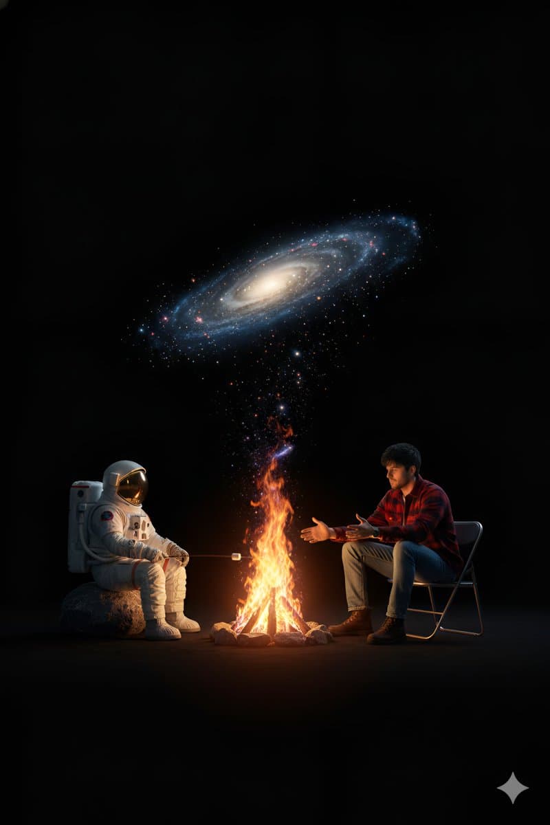 Surreal Campfire in Cosmic Void — example 1