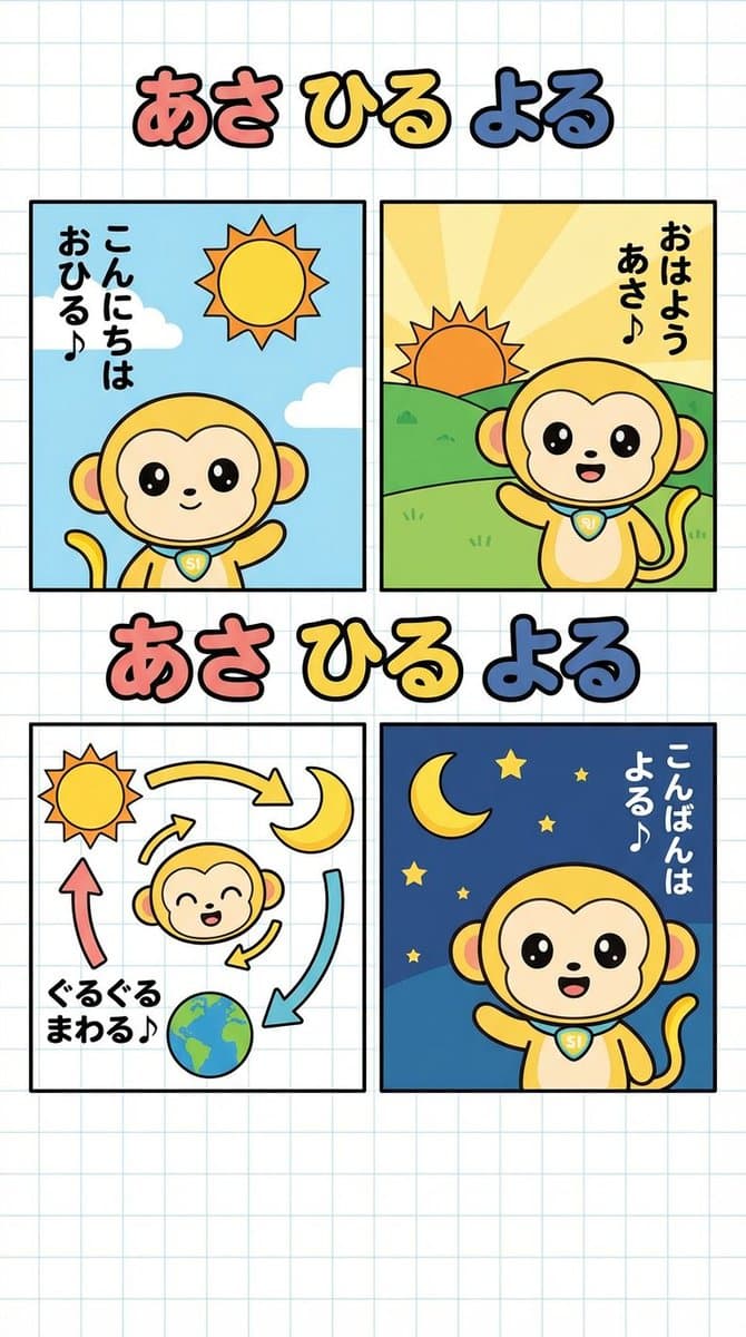Four-Panel Comic: Morning, Noon, Night, Mandarin Orange Theme — example 1