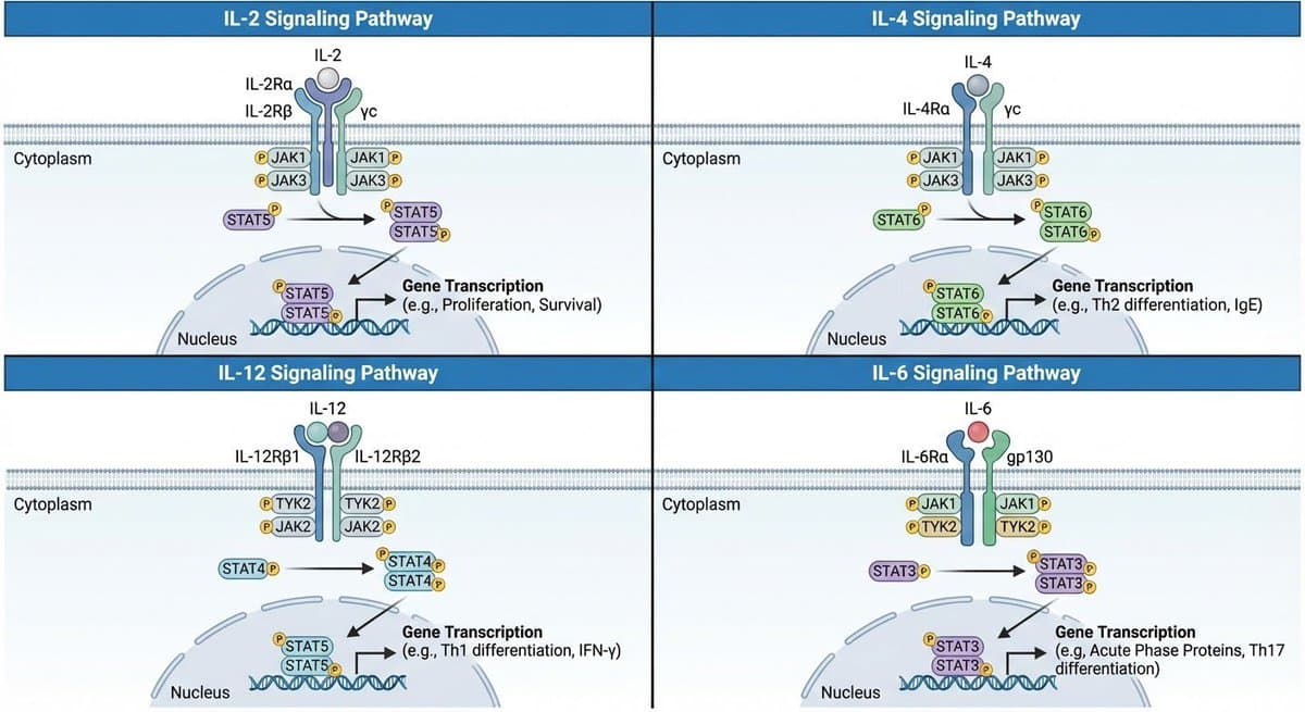 Multi-panel cytokine signaling pathways — example 1