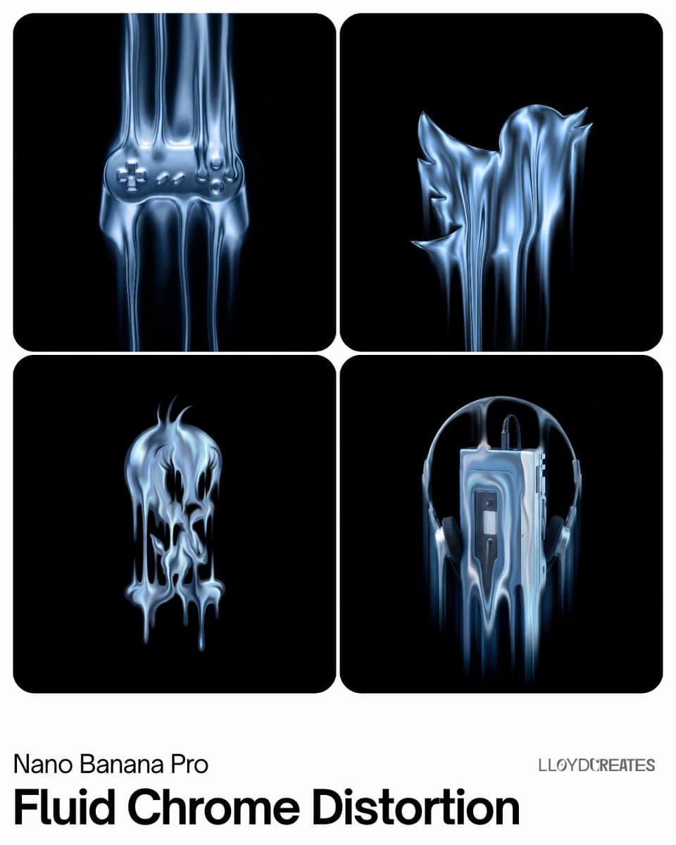 Fluid Chrome Distortion Product Render — example 1