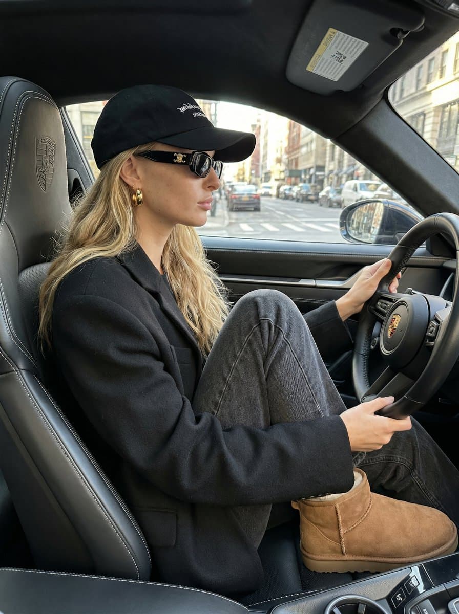 Luxury Street Style Portrait in a Porsche Interior — example 1