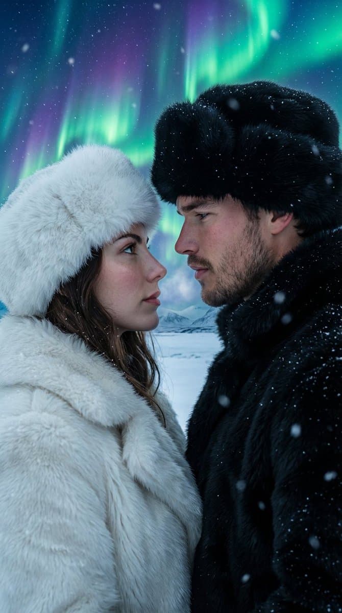 Aurora Borealis Couple Portrait with Identity Preservation — example 1