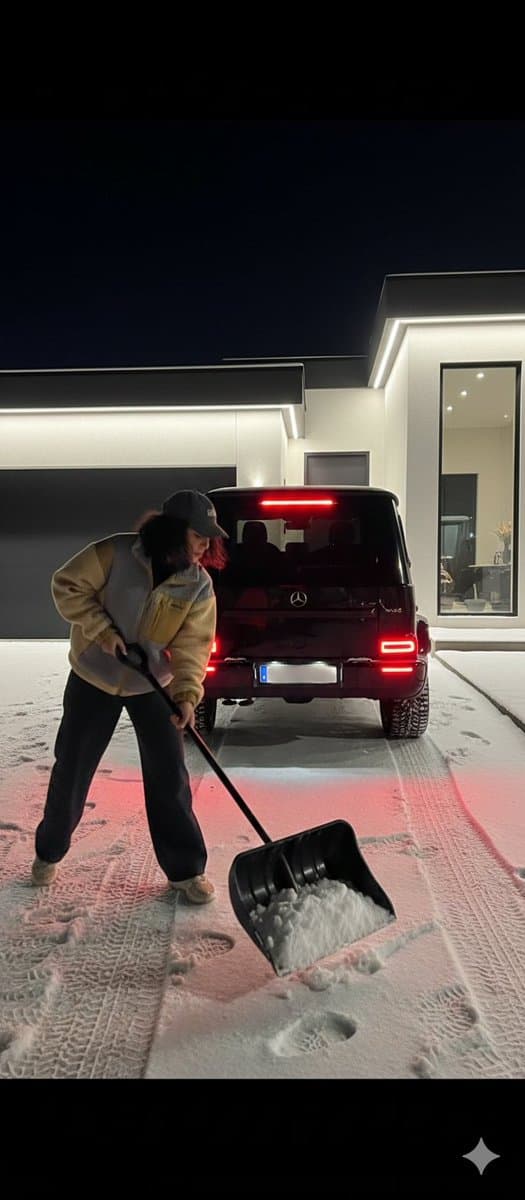 Night Photography Prompt: Clearing Snow with Mercedes G 63 AMG — example 1