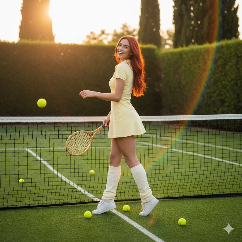 Golden Hour Tennis Lifestyle Photo Prompt — example 1