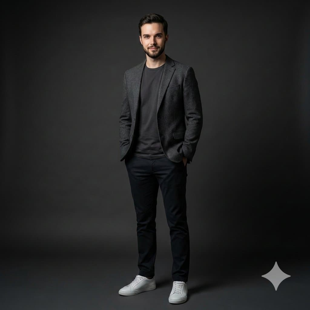 Photorealistic Studio Portrait Prompt for Male Model — example 1