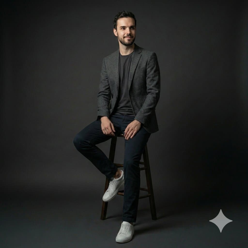 Photorealistic Studio Portrait Prompt for Male Model — example 2