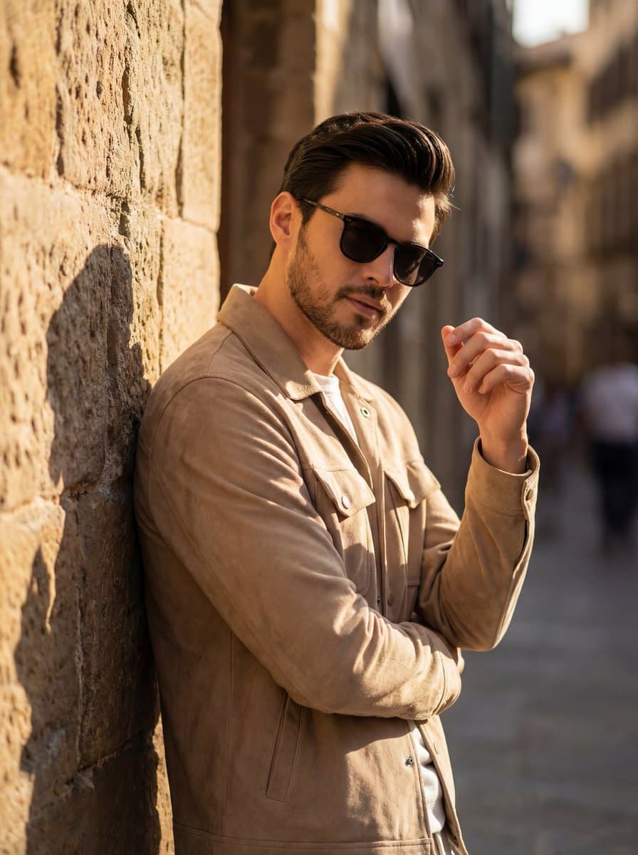Cinematic Golden Hour Portrait of Stylish Man — example 1
