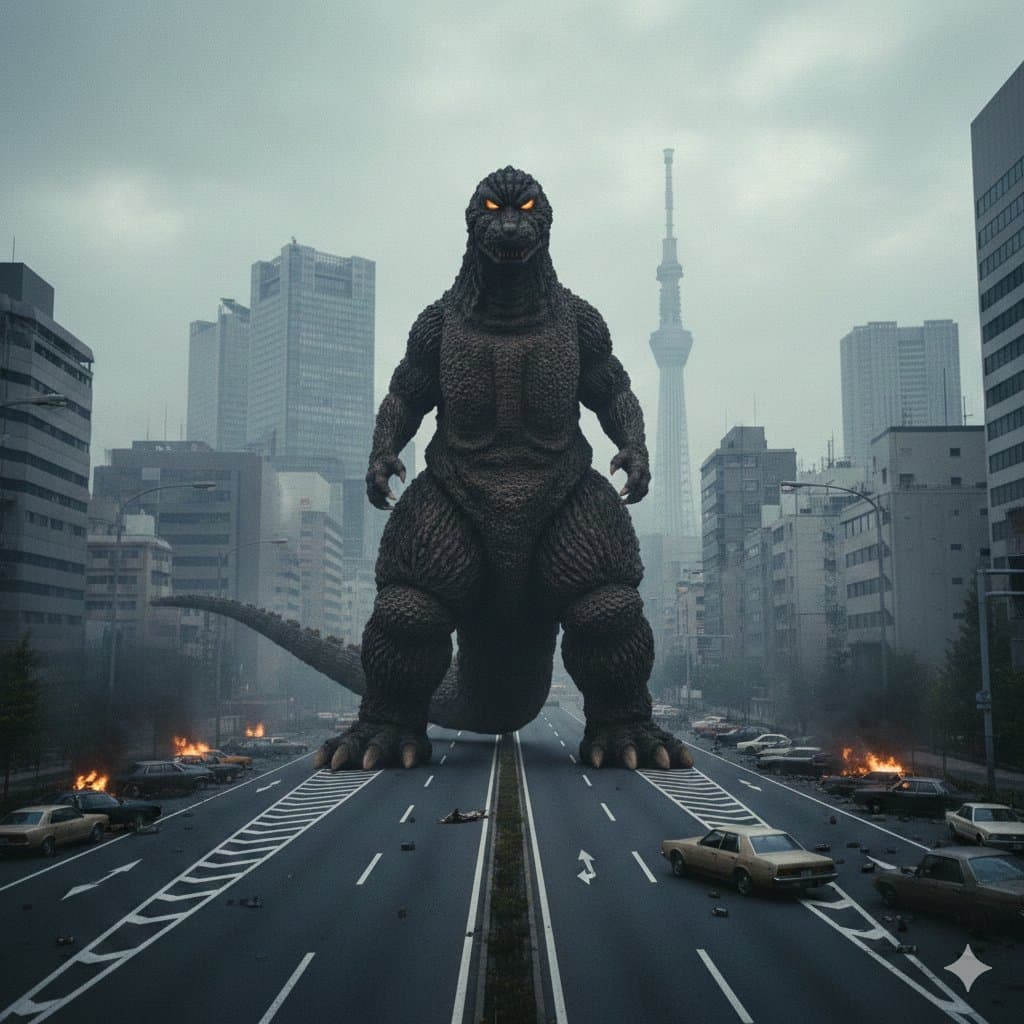 Godzilla in Tokyo Skytree District, 70s Style — example 2