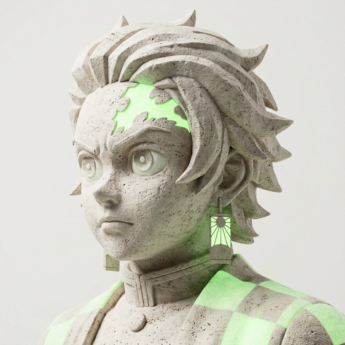 Limestone Sculpture with Neon Glow Prompt — example 2