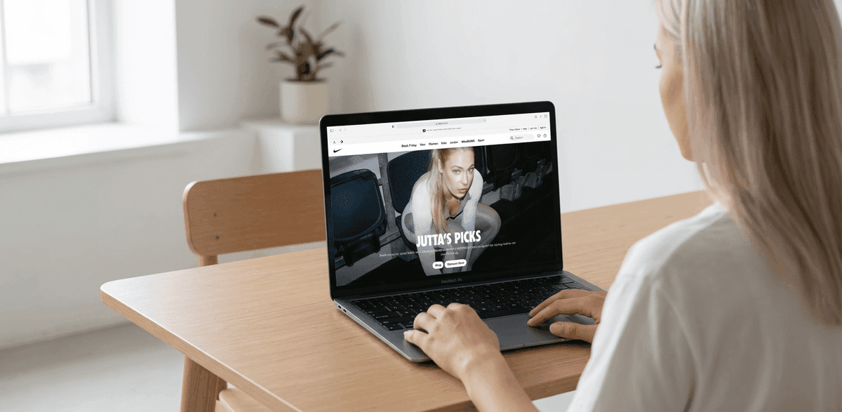 MacBook Mockup with User from Behind — example 1