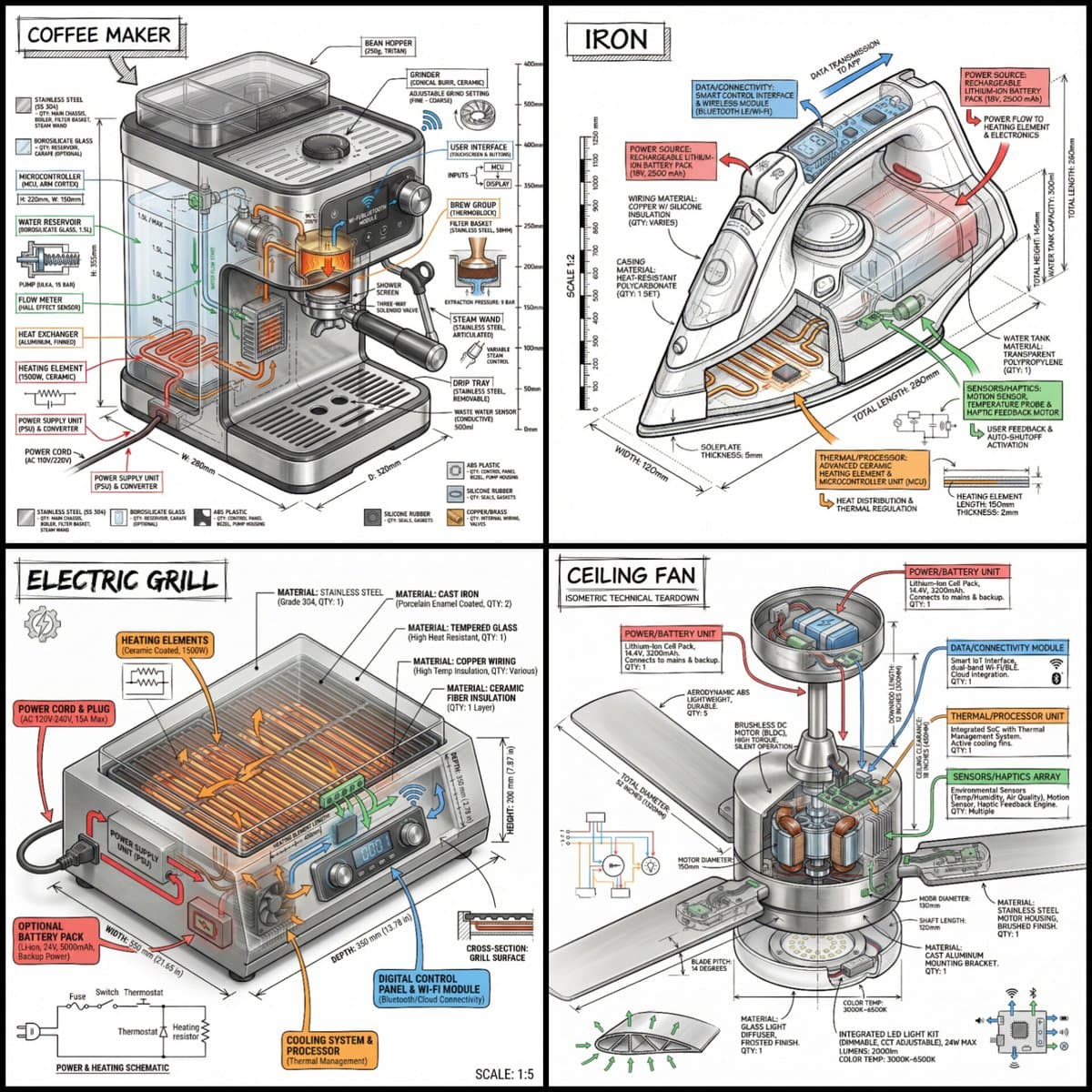 Technical Infographic of an Object with Isometric 3D View — example 1
