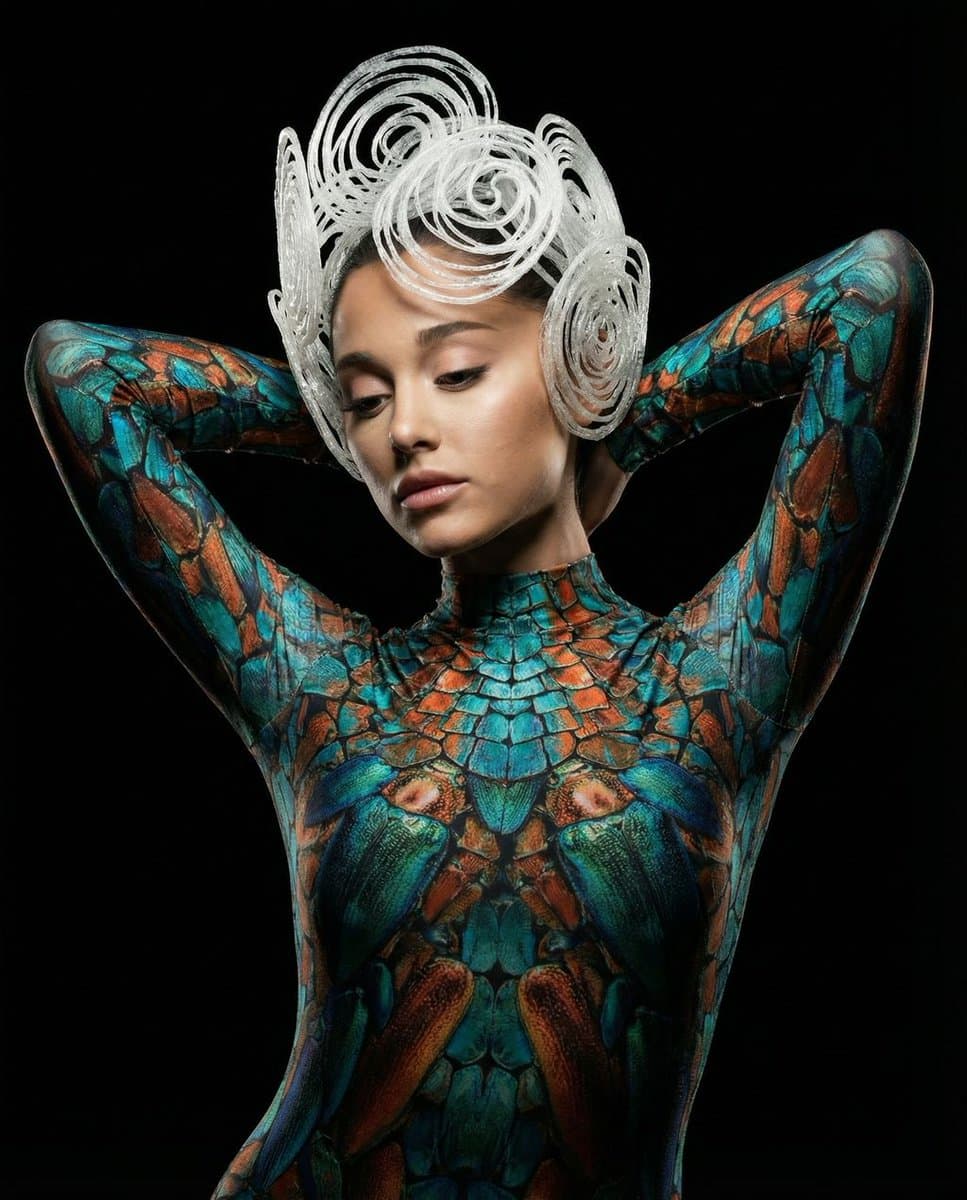 Hyper-Realistic Avant-Garde Fashion Portrait: Cellular Elegance — example 2