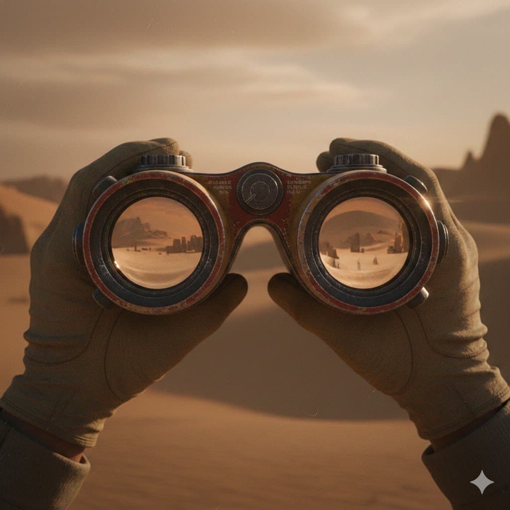 Retro-Futuristic Binocular Cinematic Close-up — example 3