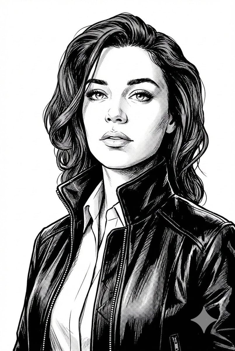 Black and White Digital Illustration Portrait — example 1