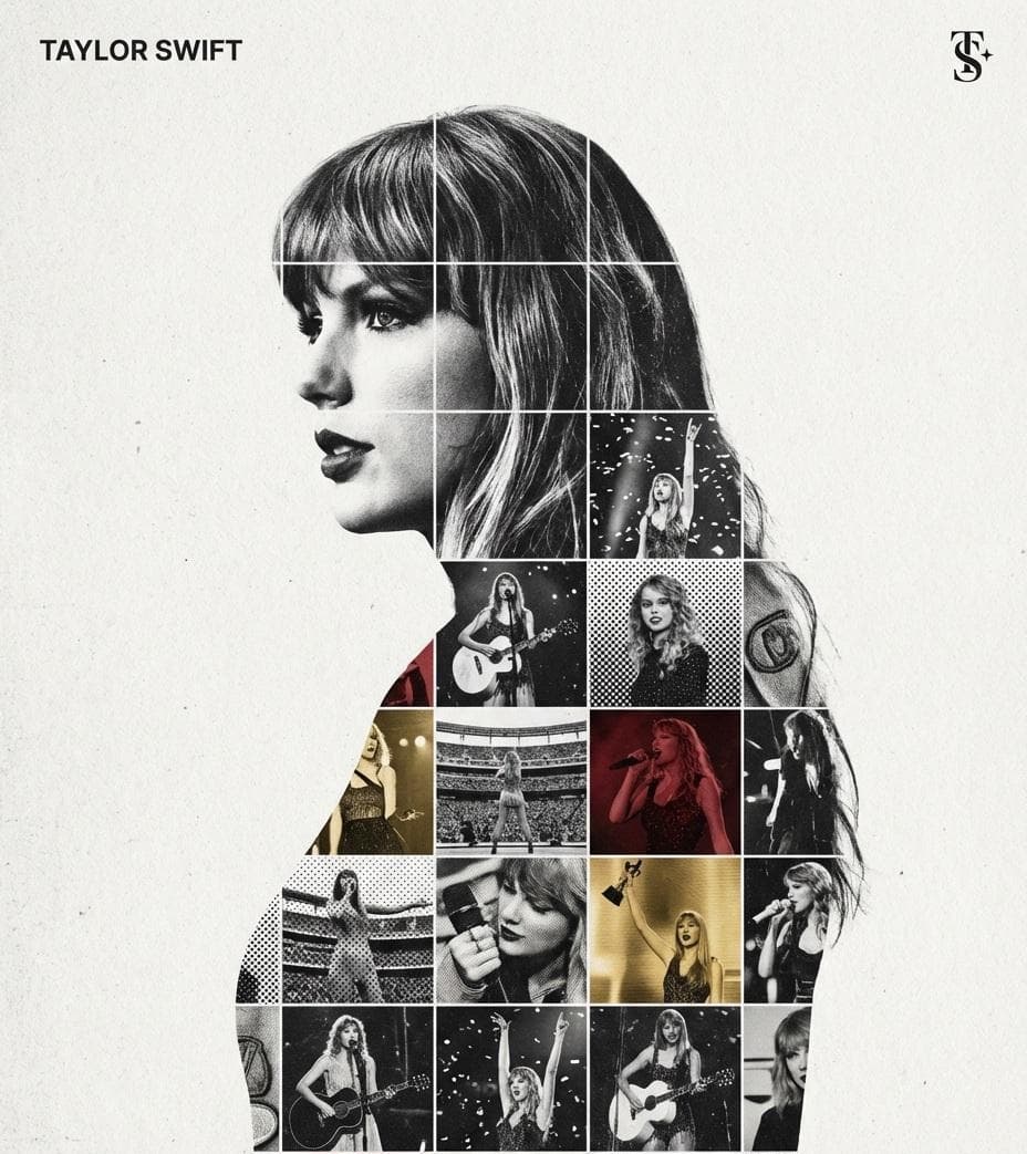 Gallery-Quality Tribute Poster with Textured Photo Mosaic Silhouette — example 1