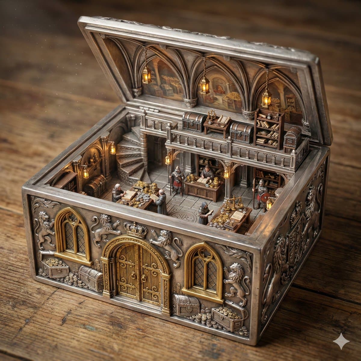 Ornate Box Diorama of a Royal Treasury Counting Room — example 1