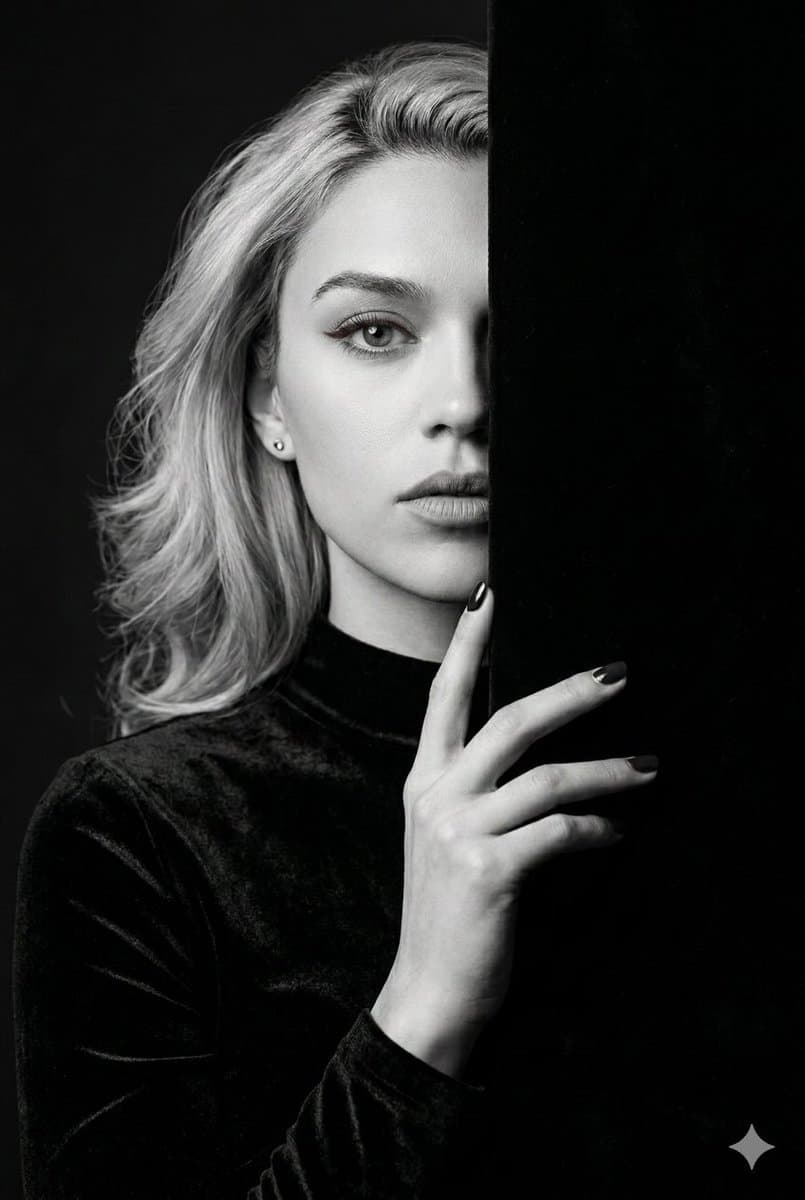 Black and White Studio Portrait with Identity Preservation — example 1
