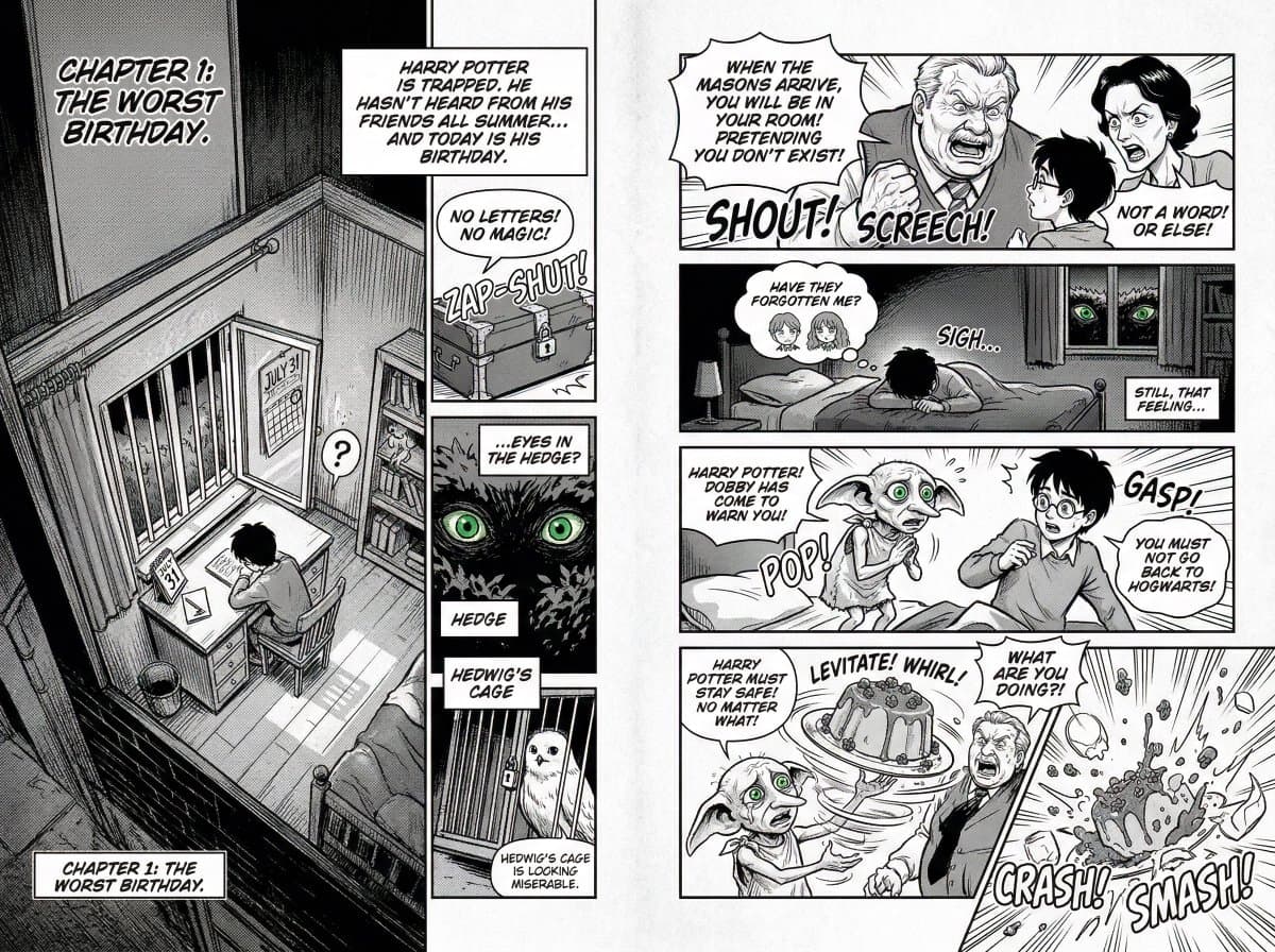 Manga Retelling of a Novel Opening — example 3