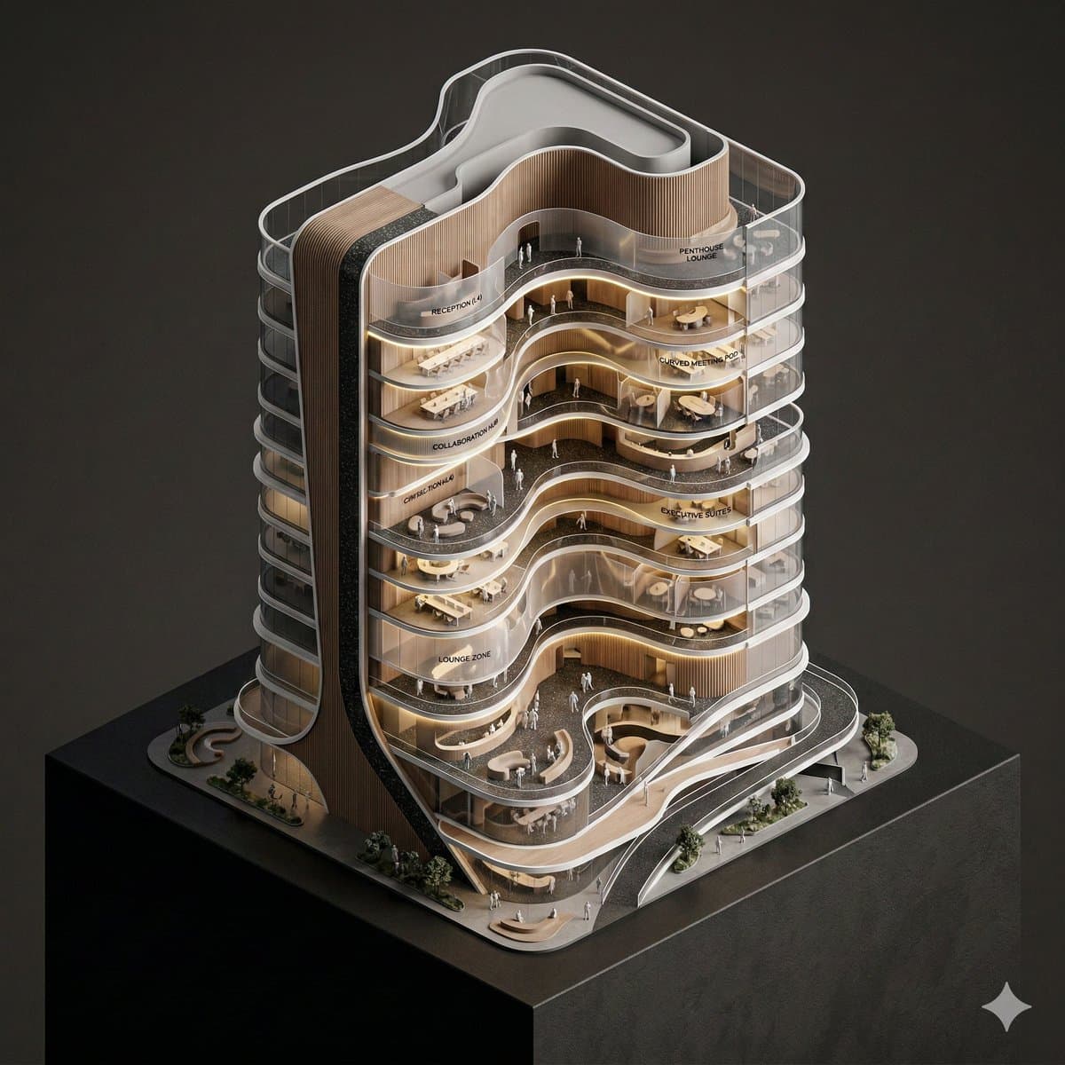 Conceptual Isometric Office Tower Model — example 1