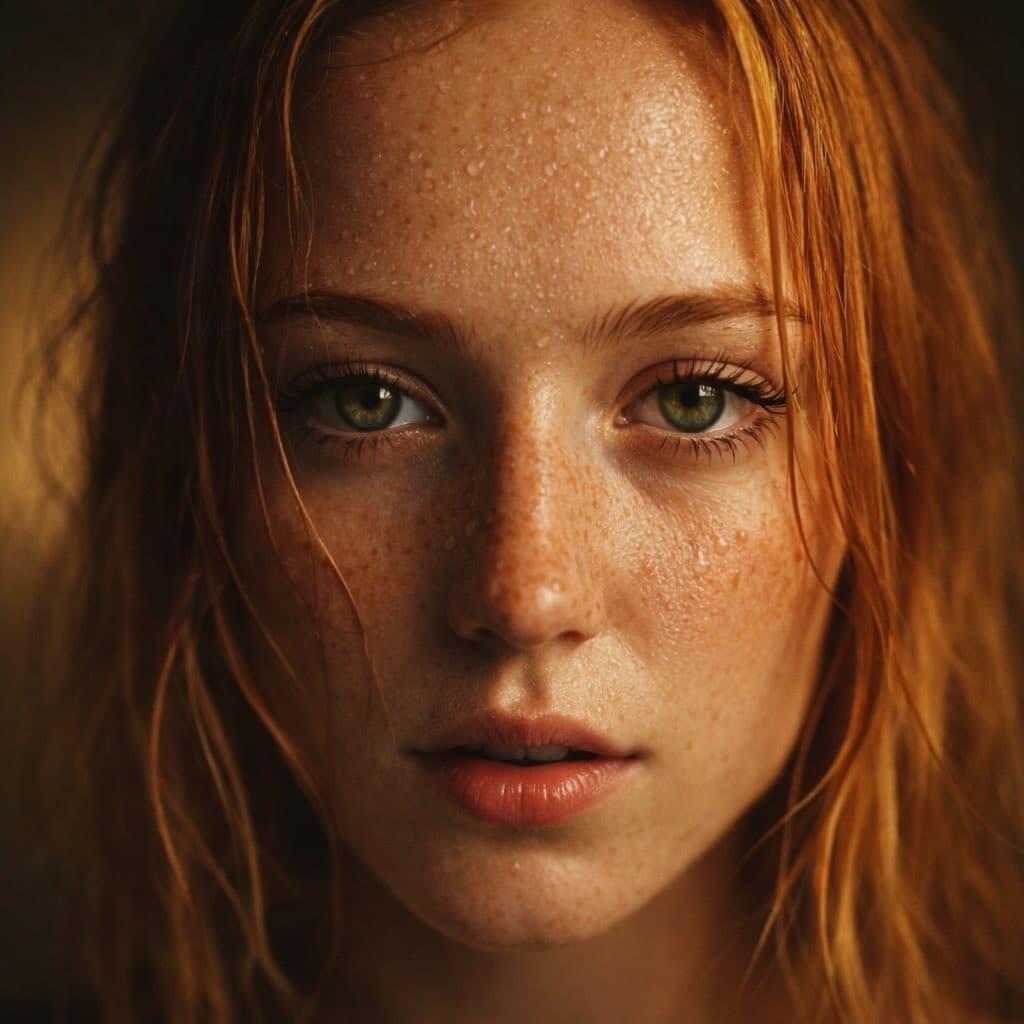 Red-Haired Woman Cinematic Close-Up Portraits — example 1