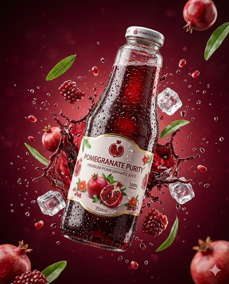 3D Commercial Shot of Cherry Juice Bottle — example 1