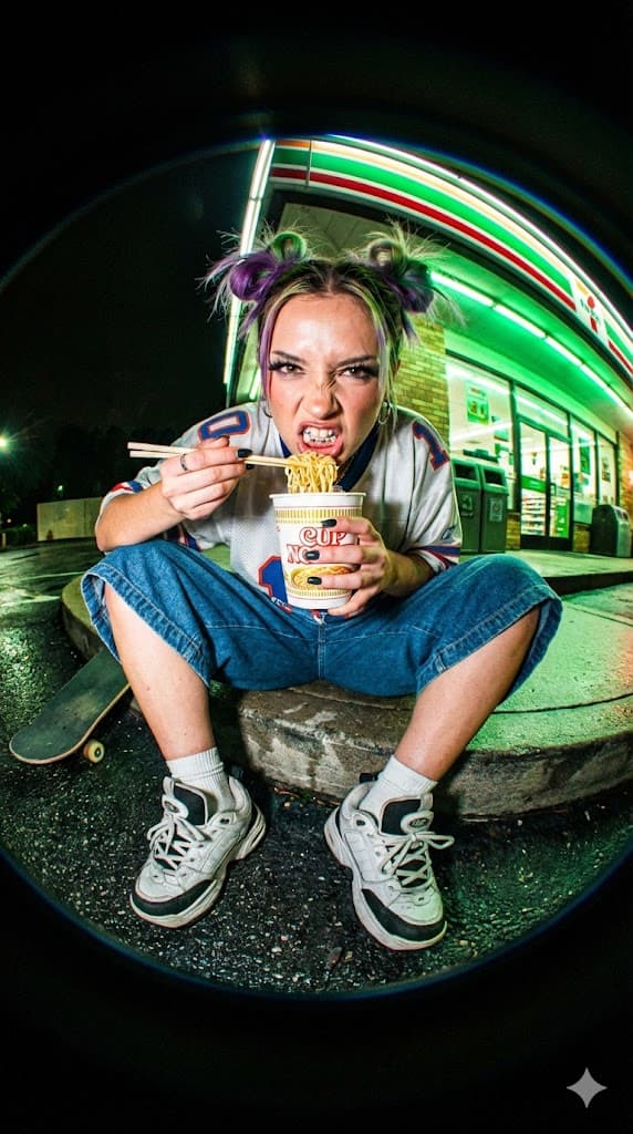 Extreme Fisheye Streetwear Portrait — example 1