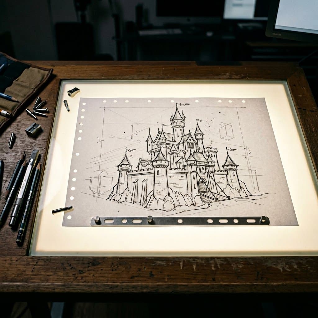 Classic Animation Light Table Prompt — example 2