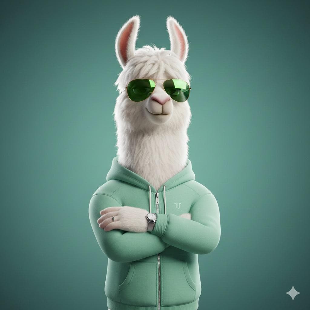 Stylized 3D Llama Character in Streetwear — example 1