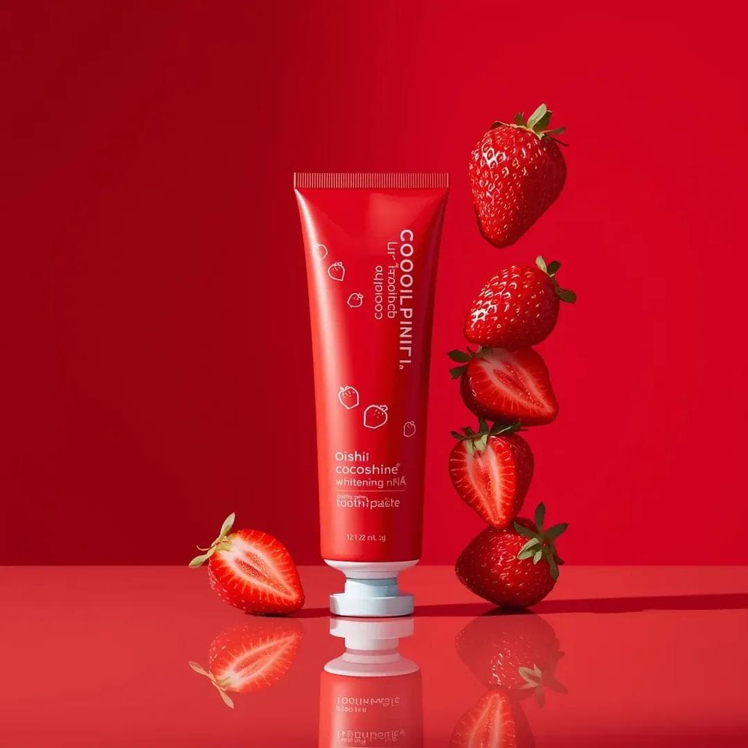 Premium Cosmetic Product Ad for Strawberry Toothpaste — example 2