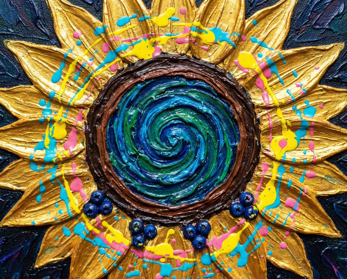 Psychedelic Impasto Sunflower Abstract — example 1