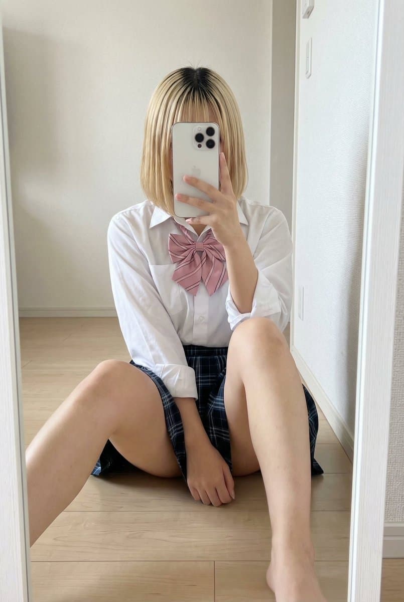 Detailed JSON Prompt for Asian Schoolgirl Mirror Selfie — example 1