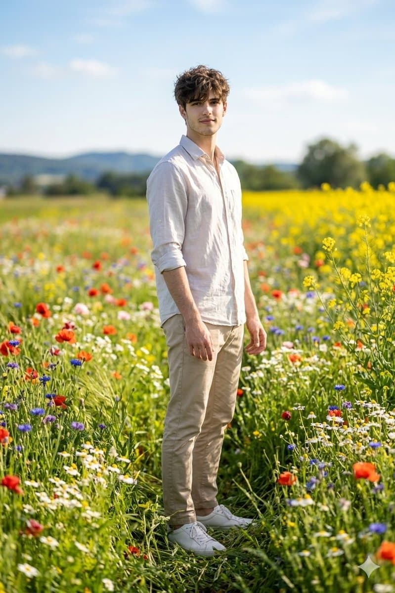 Spring Flower Field Portrait Prompt for Google Gemini Nano Banana Pro — example 1