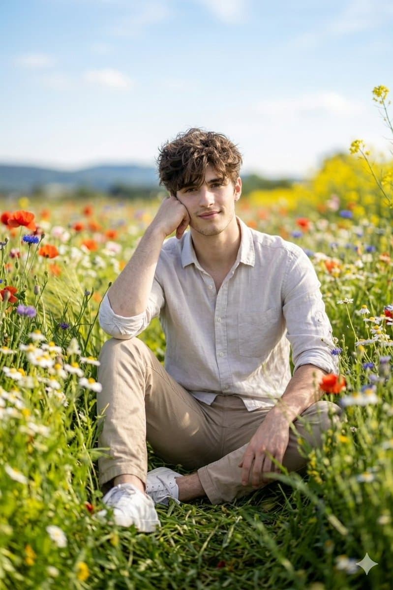 Spring Flower Field Portrait Prompt for Google Gemini Nano Banana Pro — example 2