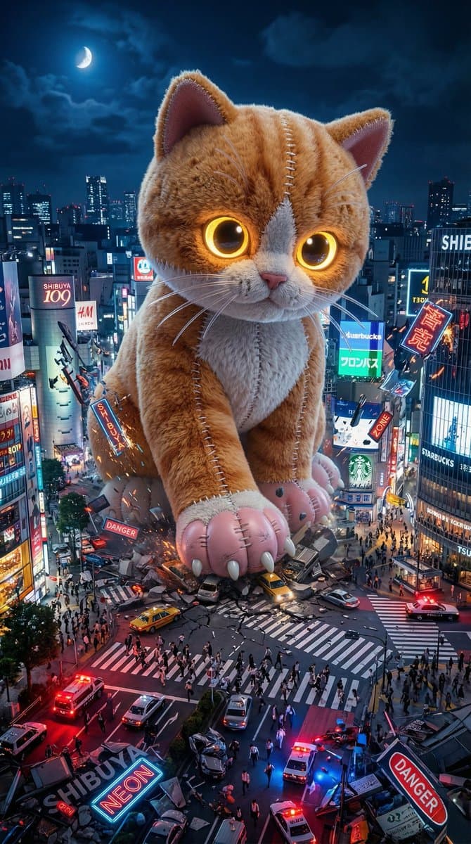 Plush Kaiju Cat Smashing Tokyo — example 1