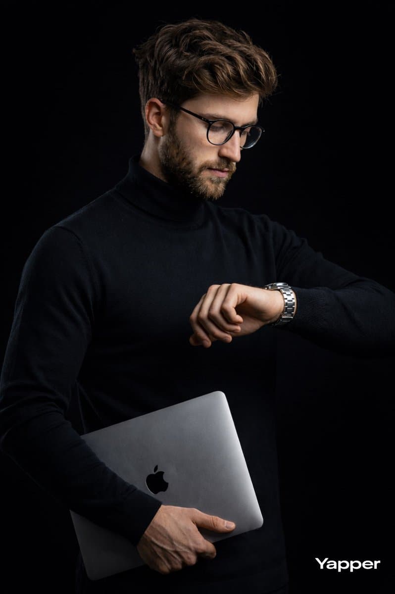Cinematic Studio Portrait of Man with Watch — example 1