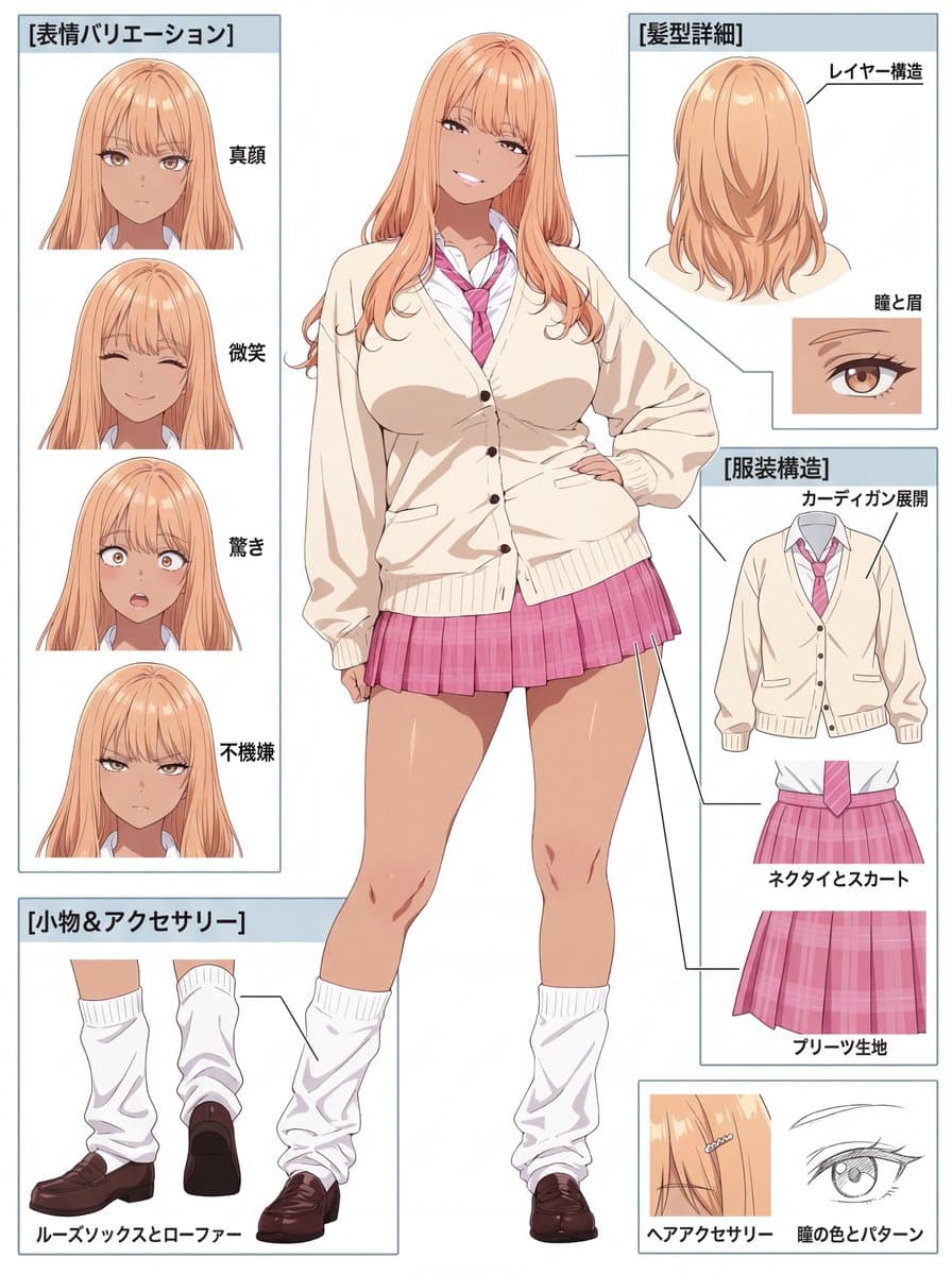 Anime Character Reference Sheet Prompt (Nano Banana 2) — example 1