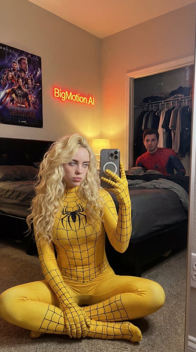 Anya Taylor-Joy Spider-Man Cosplay Mirror Selfie — example 1