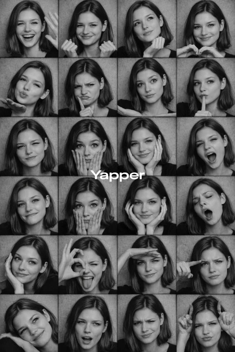Black and White Photobooth Expression Grid Prompt — example 1