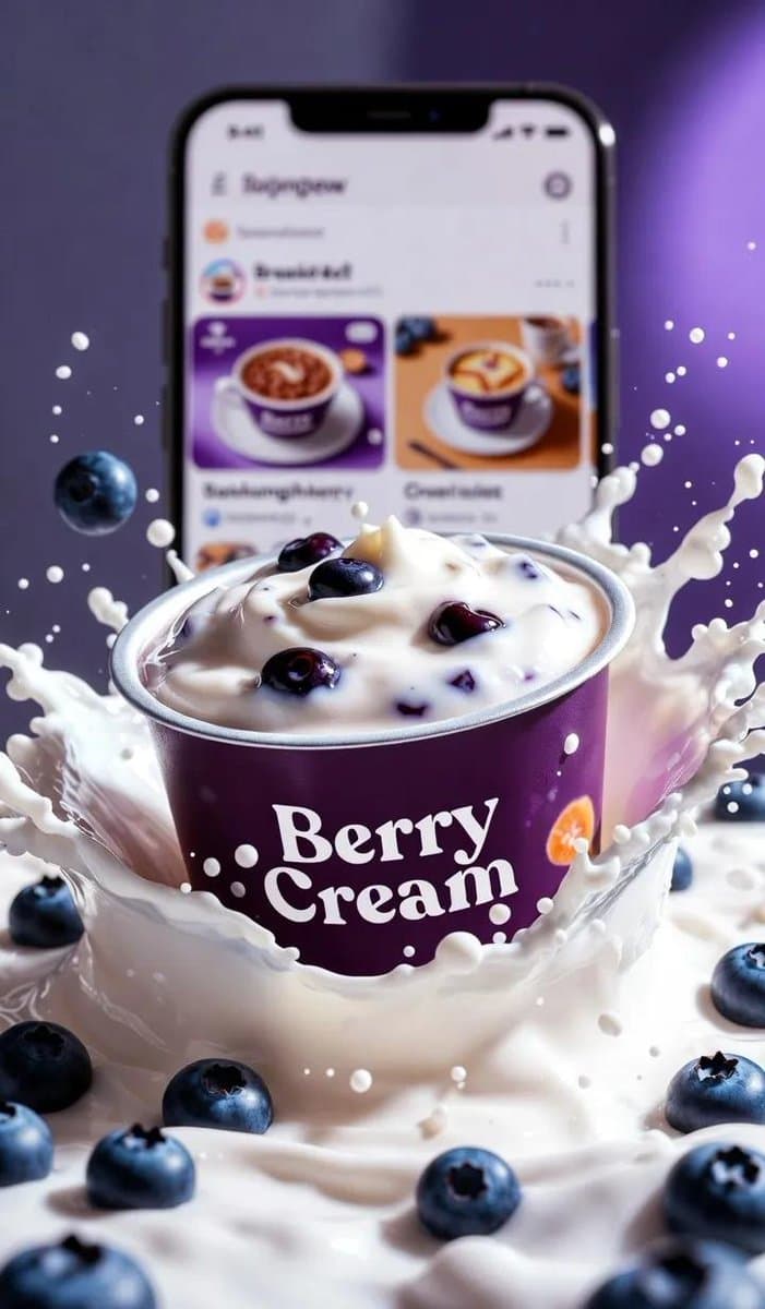Ultra-Realistic Blueberry Yogurt Splash Commercial — example 2