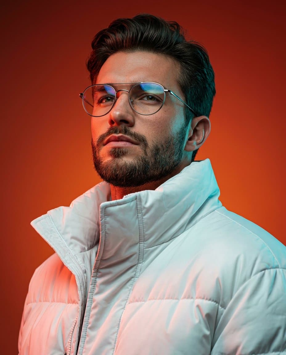Cinematic Portrait with Dual-Color Lighting — example 1