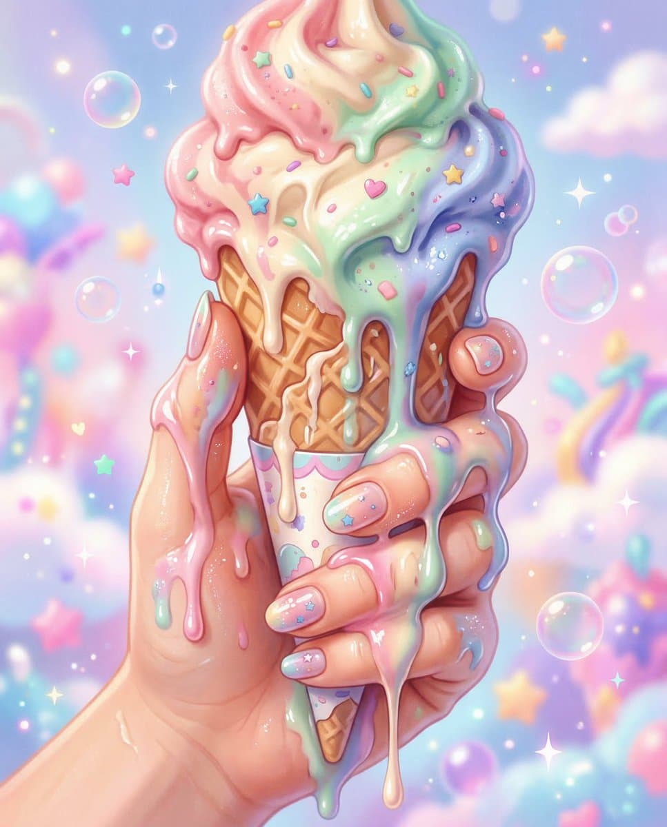 Kawaii Pop Surreal Ice Cream Hand — example 1