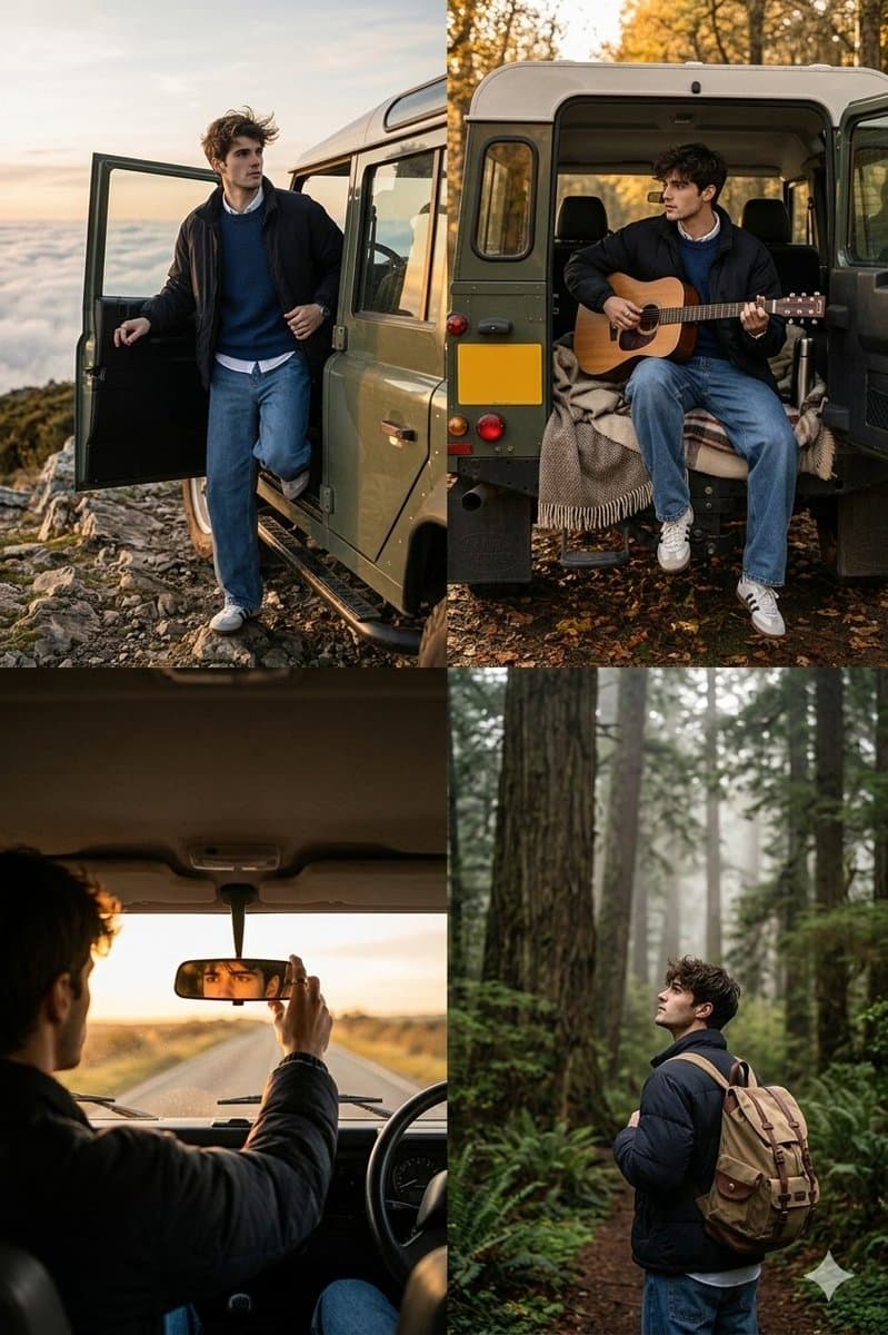 Cinematic Road Trip Collage with Identity Preservation — example 1