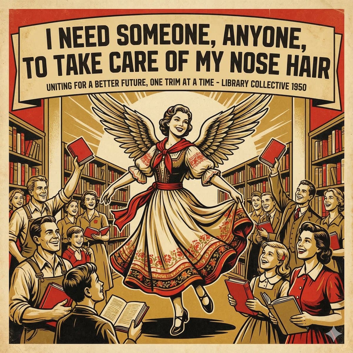 Propaganda Poster Style: Nose Hair Horror — example 1