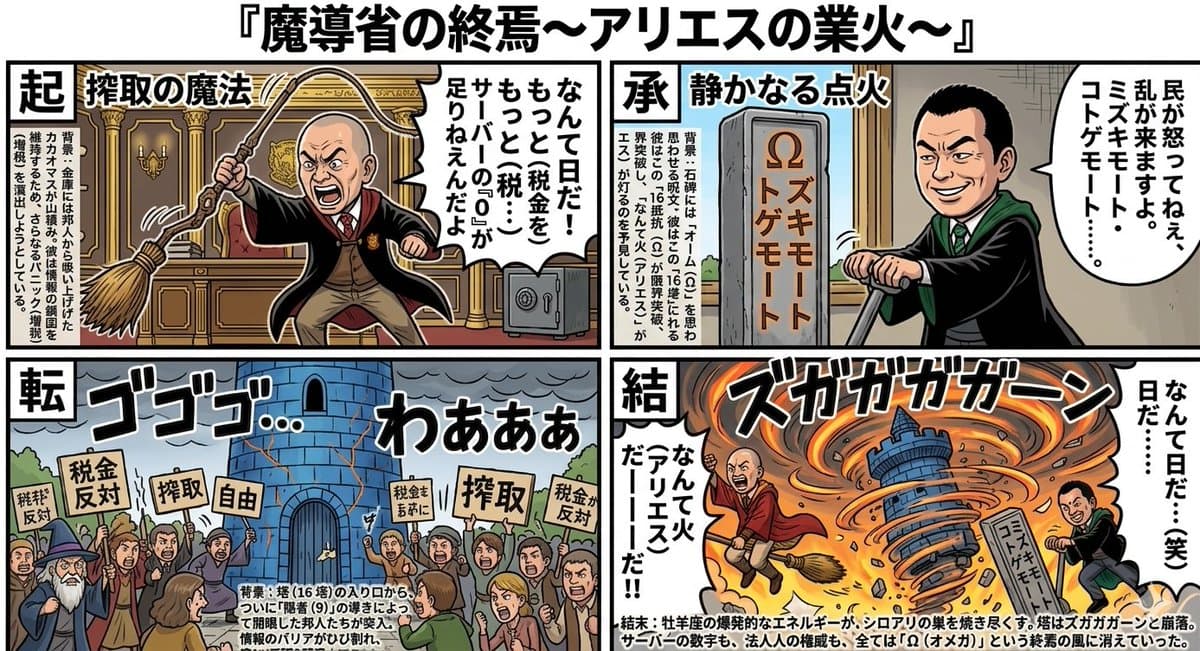 Four-Panel Manga: The End of the Magic Ministry — example 1