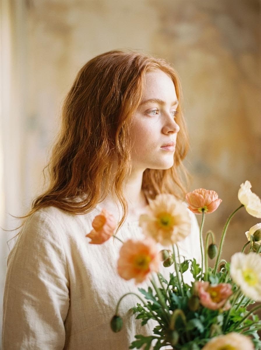 Soft Artistic Portrait with Flowers Prompt for Nano Banana 2 — example 1