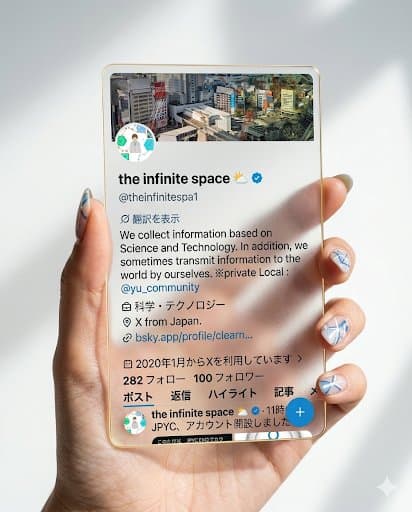 Photorealistic Hand Holding Transparent Acrylic Profile Card — example 1