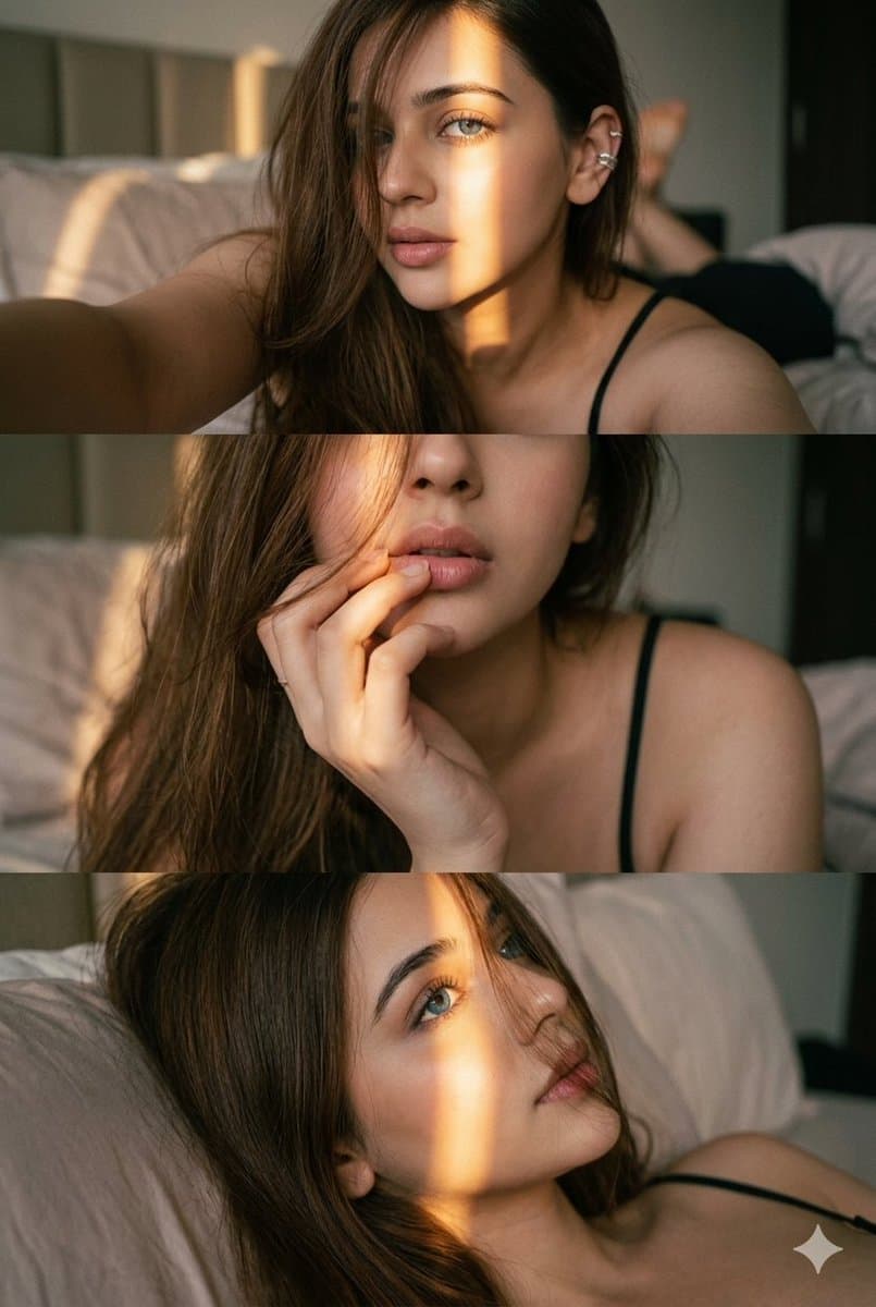 JSON Triptych Prompt for Intimate Bedroom Scene — example 1