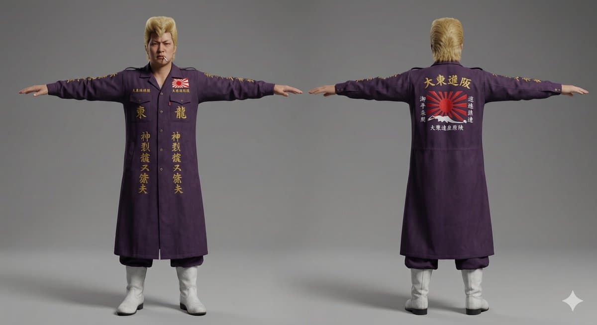 Nano Banana Pro Image Generation of Classic Japanese Bosozoku as a 3D Model Asset — example 1