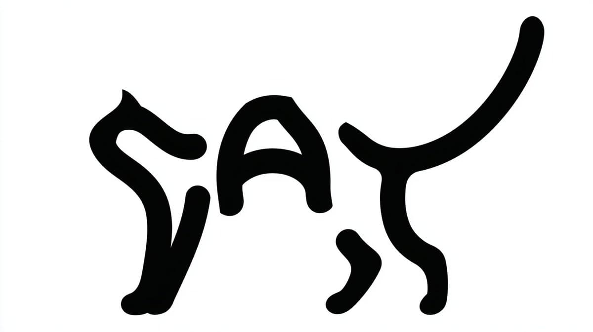 Monochrome Typographic Cat Illustration — example 1