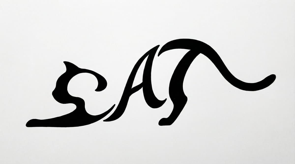 Monochrome Typographic Cat Illustration — example 2